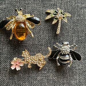 Set of 4 Animal and Nature Brooches